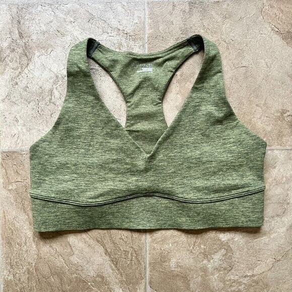 Offline by Aerie The Hugger Raceback Sports Bra Size L Olive Fun Green Workout - Picture 5 of 9